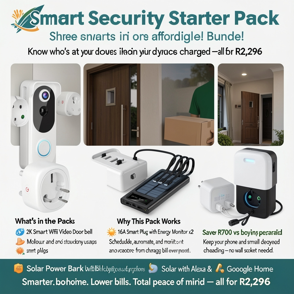 Smart Security Starter Pack — Doorbell + Smart Plugs + Power Bank