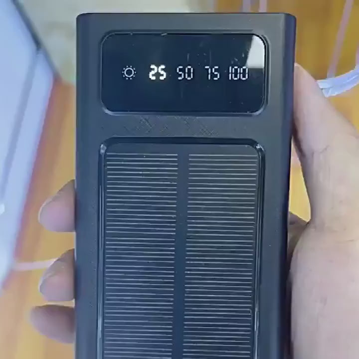 Solar Power Bank with Built-in Cables